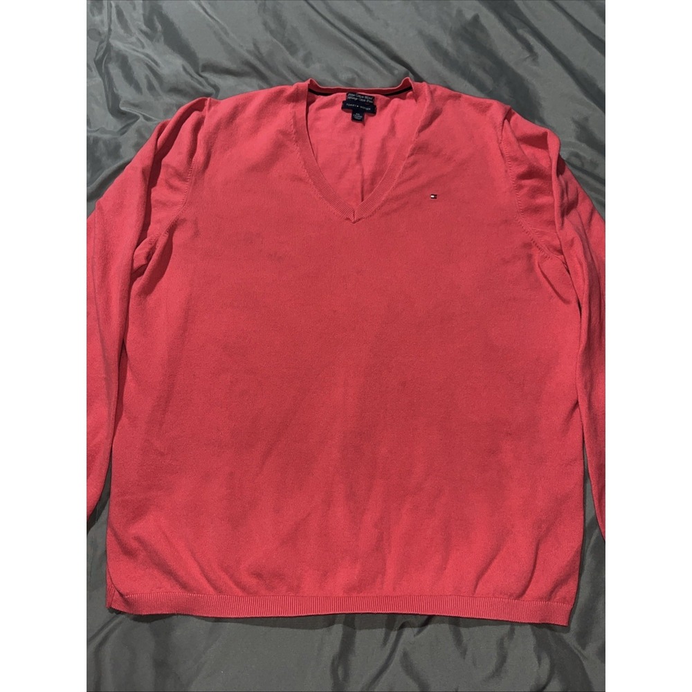 tommy hilfiger v-neck sweater women's 2XL Prima Cotton Blend Coral